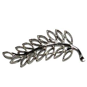 Vintage‎ Emmons 3” Silver Tone Leaf Brooch Pin Signed